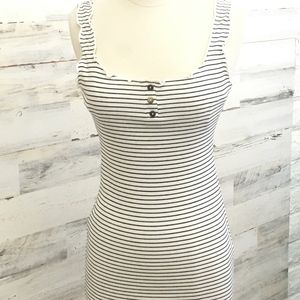 Striped Mini Dress w/ Button & Ruffle Detail